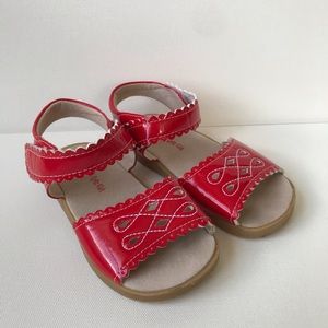 Shrimp & Grits* Red Mary Jane Velcro sandals